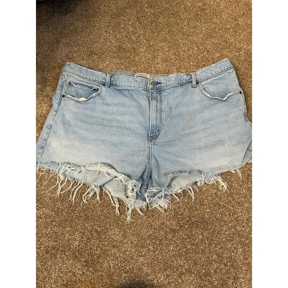 Abercrombie & Fitch cut denim jean shorts frayed hem SZ 22 36”